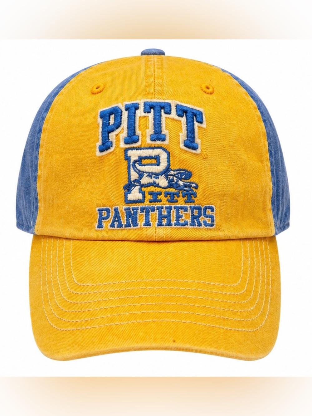 NCAA Pitt Panthers Yellow and Blue Vintage-Style Cap
